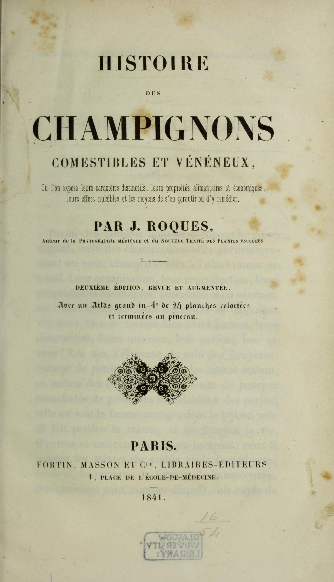 Histoire des champignons comestibles et vénéneux