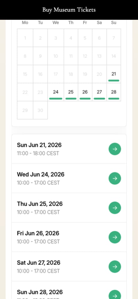 Booking a museum visit on a phone.