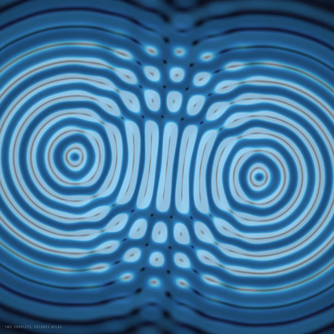 Two sets of ripples crossing.