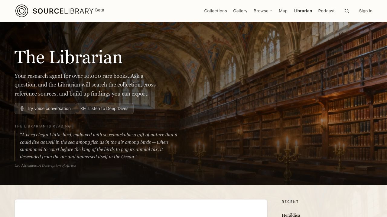 The Librarian, the Source Library AI assistant.
